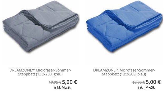 Dreamzonet Microfaser Sommer Steppbett (135x200cm) ab nur 5€ (statt 22€)