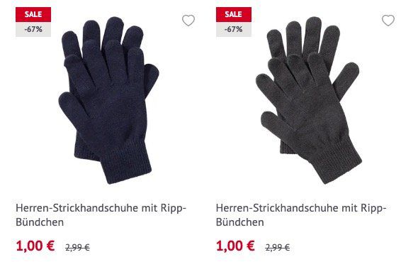 NKD: Wintermützen und Handschuhe für je 1€ oder im Set für 2€   Lieferung in Filiale