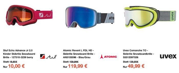 Sport 1a: bis 50% auf alle Skibrillen + 30% Extra Rabatt   z.B. Atomic, Alpina oder Uvex