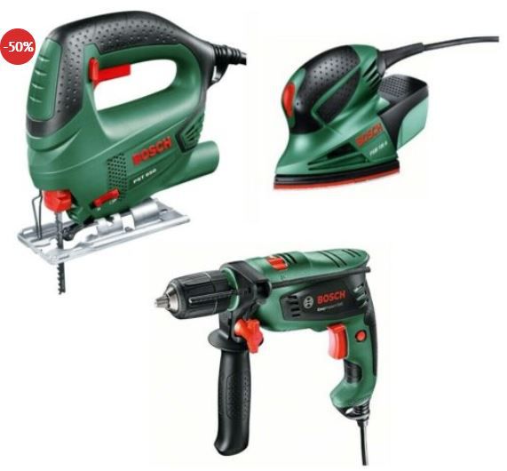 Bosch Aktionspaket: Stichsäge + Multischleifer + Schlagbohrmaschine für 89,99€ (statt 136€)