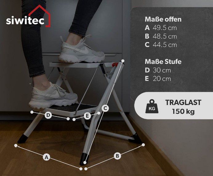 Siwitec Trittleiter Weiß oder Anthrazit 2 stufig für 17,91€ (statt 24€)