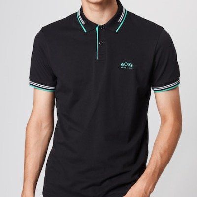 BOSS Polo Shirt Paul Curved in Schwarz für 44,92€ (stat 90€)