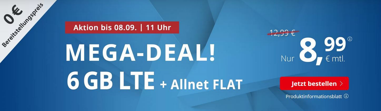 o2 Allnet Flat von PremiumSIM mit 6GB LTE für 8,99€ mtl. + monatlich kündbar