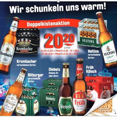 Krombacher, Veltins, Bitburger, Diebels und Früh Kölsch   2 Kisten für nur 20,20€ zzgl. Pfand