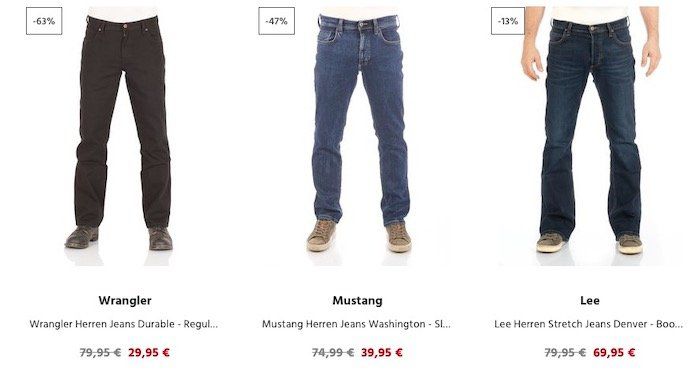 20% Rabatt auf Jeans & Hosen bei Jeans Direct (ab 40€)   2er Pack Wrangler Jeans ab 47,98€ (statt 72€)