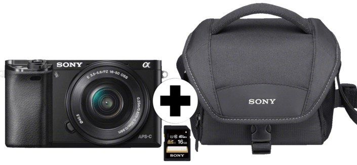 Sony Alpha 6000 + Objektiv 16 50mm + Tasche + SD Karte ab 434,51€ (statt 549€)