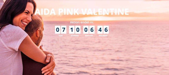 AIDA Pink Valentine mit Kreuzfahrten zum Valentinstag   z.B. Norwegen & Dänemark ab 449€ p.p.