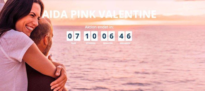 AIDA Pink Valentine mit Kreuzfahrten zum Valentinstag   z.B. Norwegen & Dänemark ab 449€ p.p.