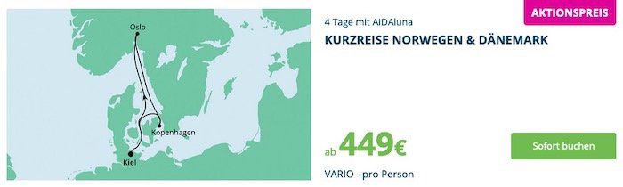 AIDA Pink Valentine mit Kreuzfahrten zum Valentinstag   z.B. Norwegen & Dänemark ab 449€ p.p.