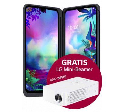 LG G8X ThinQ Dual Screen Smartphone inkl. Mini Beamer PH30JG für 759,85€ (statt 891€)