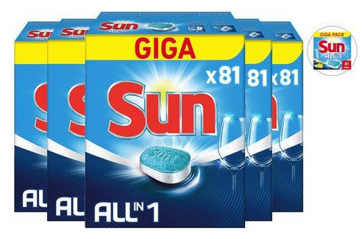 405er Pack Sun All in One Geschirrspültabs für 44,90€ (statt 62€)