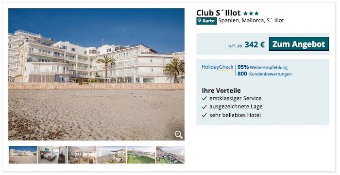 Pauschalreisen in Osterferien mit 50€ Rabatt   z.B. Hotel auf Mallorca (95%) inkl. Flüge, Transfer und HP ab 317€ p.P.