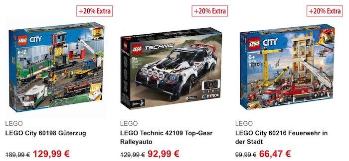 20% Extra Rabatt auf Spielzeug bei Spielemax   z.B. LEGO 42109 Ralleyauto für 70,18€ (statt 78€)