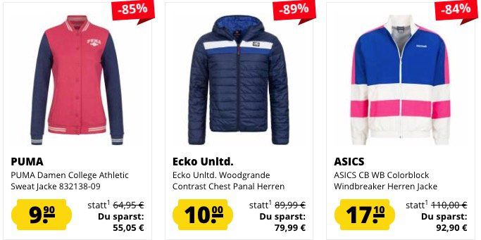 SportSport Jacken Mega Sale   z.B. Puma Windbreaker nur 17,22€ (statt 20€)
