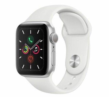 Apple Watch Series 5 in 40mm mit weißem Sportarmband für 332,91€ (statt 365€)