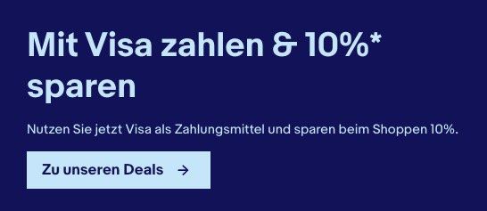 Bis Morgen: 10% Rabatt bei Zahlung via VISA bei eBay   maximaler Rabatt 10€