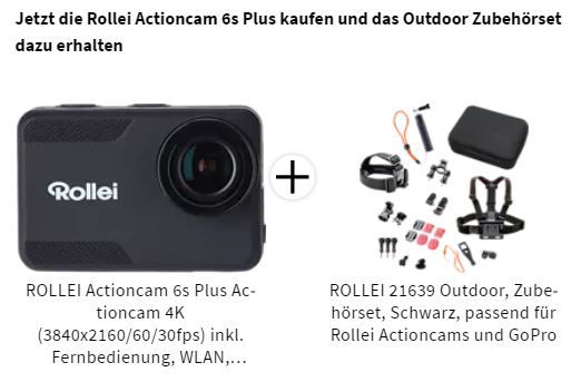 ROLLEI 6s Plus 4K WLan Actioncam+ ROLLEI 21639 Outdoor Action Cam Zubehörset für 77€ (statt 99€)