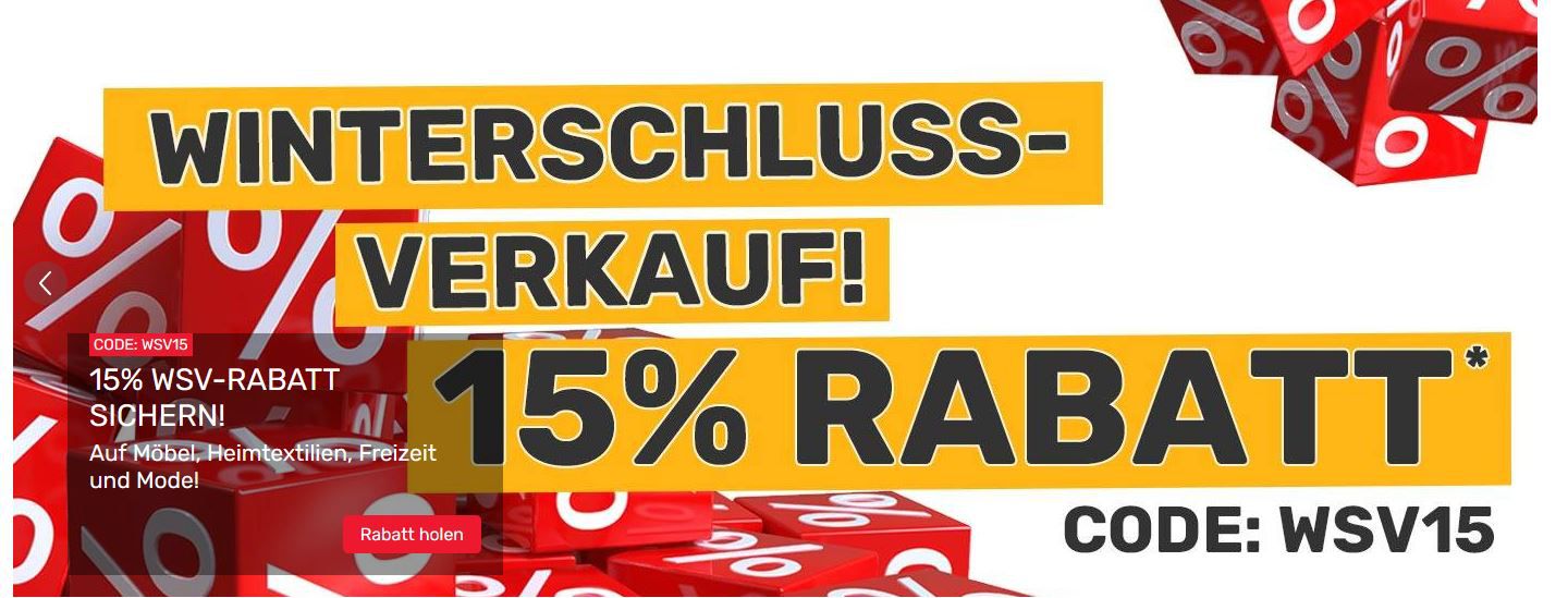 Neckermann WSV + 15% extra Rabatt auf alles ausser Technik VSK frei ab 75€ z.B. Home affaire Badmöbel Set für 254,99€ (statt 389€)