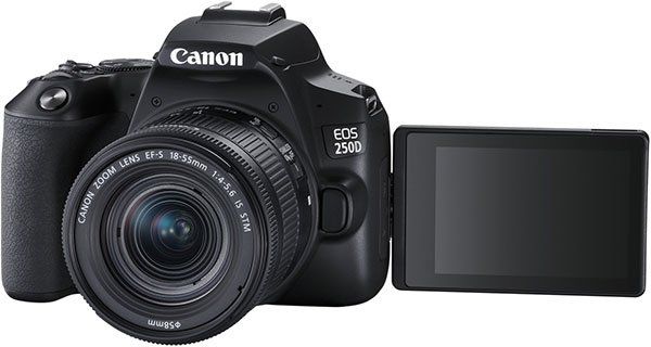 Canon EOS 250D Spiegelreflexkamera mit 24.1 MP WLAN 18 55mm + 75 mm   300 mm Objektiv für 544€ (statt 661€)