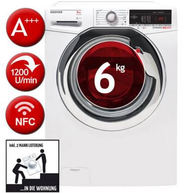 HOOVER DXOA34 26C3/2 S   Waschmaschine (A+++, 6kg & App Anbindung) für 267,29€ (statt 376€)