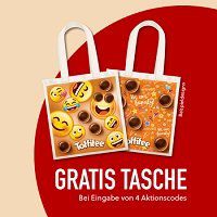 Lustige Einkaufstasche beim Kauf von Toffifee gratis abfassen