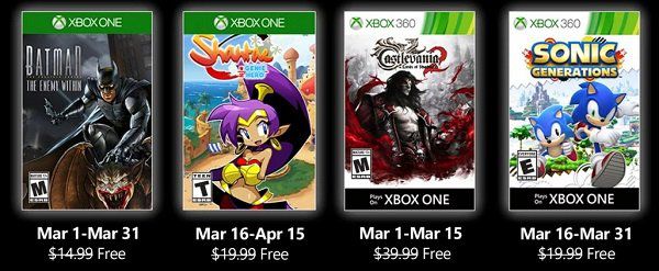 Vier kostenlose Spiele im März für Xbox Live Gold Mitglieder