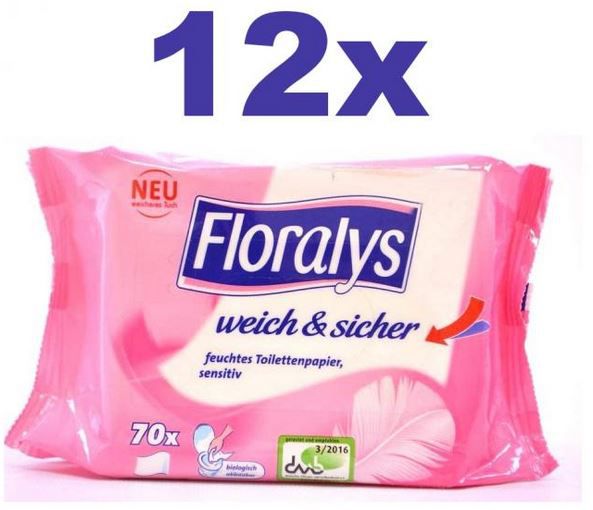 FLORALYS Feuchtes Toilettenpapier (12×70 Blatt) für 14,83€