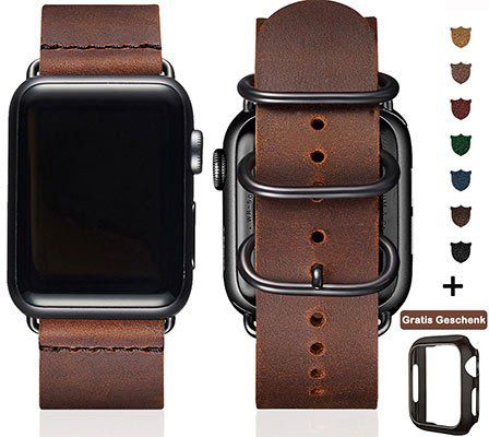 Retro Lederbänder für Apple Watch 38   44mm für 11,49€ (statt 23€)