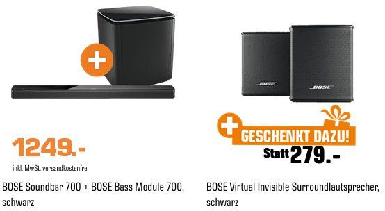 Bose Soundbar 700 inkl. Bass Module und 2x Virtual Invisible Surroundlautsprechern für 1.249€ (statt 1.502€)