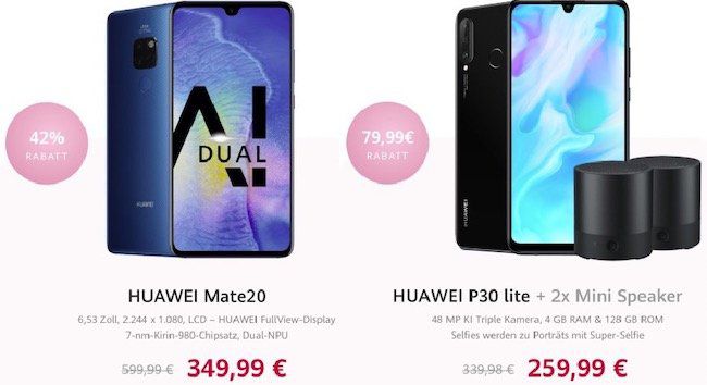 Weltfrauentag Deals bei Huawei   z.B. Huawei Mate 20 für 349,99€ (statt 392€)