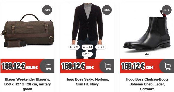 Top12: Business Sale + 12% Extra Rabatt   z.B. Hugo Boss Weste Harvers für 69,93€ (statt 113€)