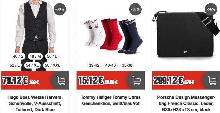 Top12: Business Sale + 12% Extra Rabatt   z.B. Hugo Boss Weste Harvers für 69,93€ (statt 113€)