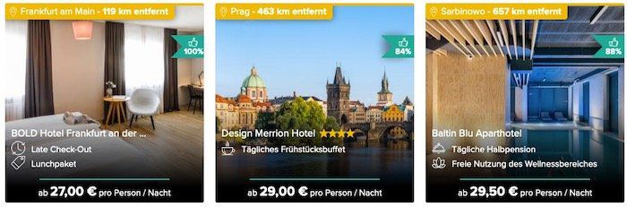 Bei Travelcircus Reise Deals nach Entfernung zum Standort oder nach Preis sortieren lassen