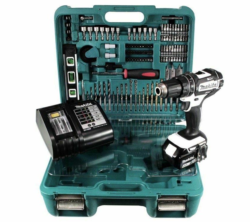 Makita DHP 482 STTK W Schlagbohrschrauber inkl. 5 Ah Akku + 101 tlg. Zubehör für 189€