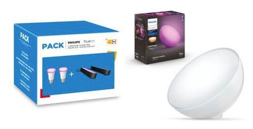 2er Pack Philips Hue Play Lightbar + 2er Pack White and Color Ambiance E27 + Hue Go für 189,40€ (statt 234€)