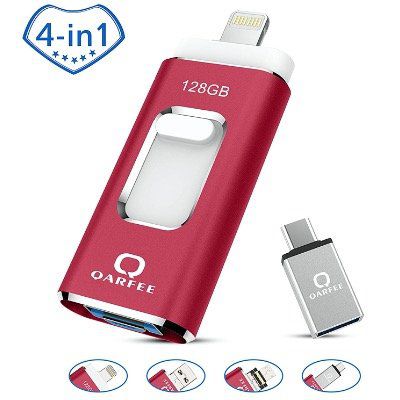 QARFEE USB Flash Stick mit 128GB mit Lightning Stecker und USB Adapter für 24,99€ (statt 50€)