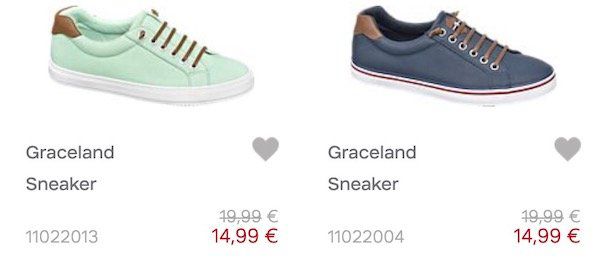 Graceland Sommer Sneaker in 5 Farben für je 14,99€