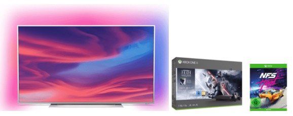 Philips 75 Zoll UltraHD mit Ambilight + Xbox One X Star Wars + NfS Heat für 1499€ (statt 1.816€)