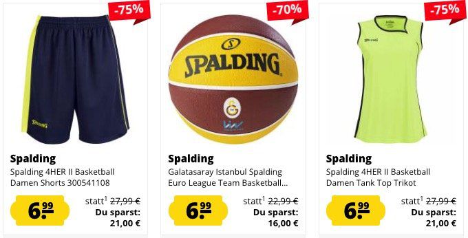 Spalding Basketball Sale bei SportSpar   z.B. Tank Top nur 3,99€ oder Trikot nur 4,99€