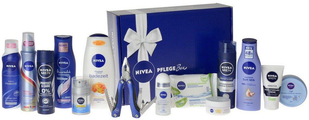 NIVEA Vorteilspack Pflege Box mit 14 Produkten für 23,99€ (statt 30€)