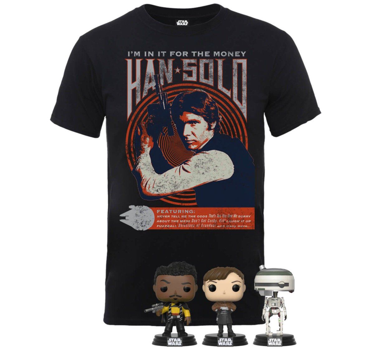 Han Solo Star Wars Shirt + 3 POP Figuren für 20,48€ (statt 44€)