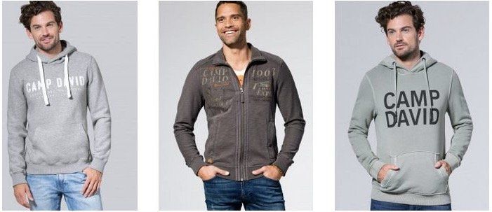 Alles zum halben Preis bei Camp David   z.B. Pullover, Jeans und Schuhe