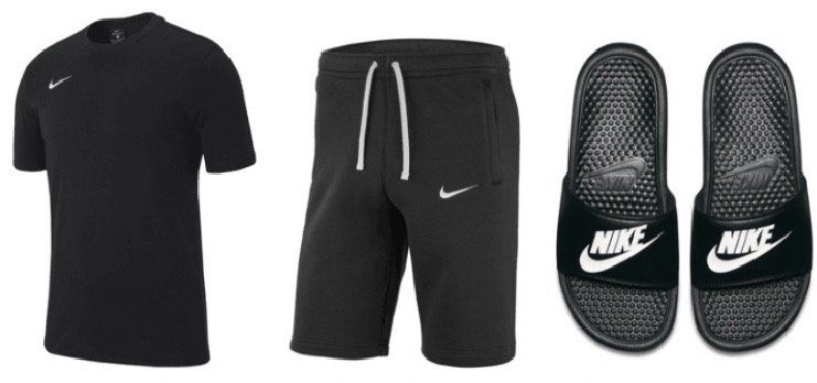 Nike Freizeit Outfit 3 teilig (Shirt, Short, Badesandalen) für 46,70€ (statt 54€)