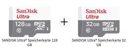 SANDISK Ultra UHS I Micro SDXC Speicherkarte mit 128GB + 32GB für 14€ (statt 23€)