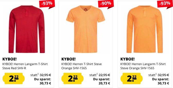 Kyboe Lang  und Kurzarm Shirts für je 2,22€ zzgl. VSK