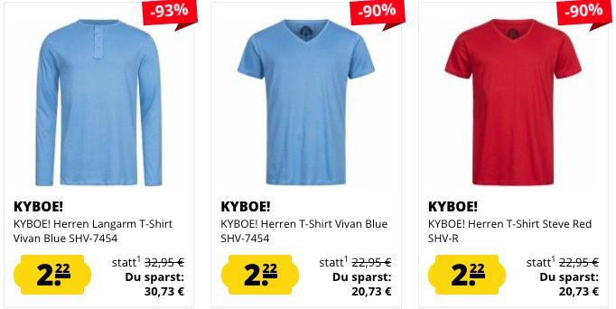 Kyboe Lang  und Kurzarm Shirts für je 2,22€ zzgl. VSK