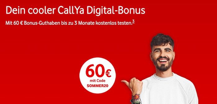 🔥 3 Monate GRATIS Vodafone CallYa Digital Prepaid mit 10GB LTE dank 60€ Startguthaben