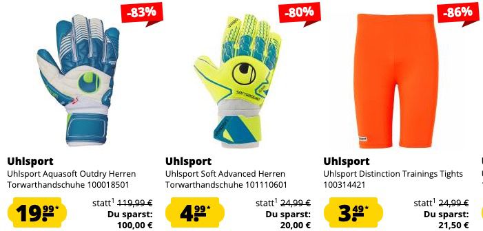 Uhlsport Sale bei SportSpar ohne VSK   z.B. Uhlsport Stream 3.0 Präsentationsjacke ab 9,94€