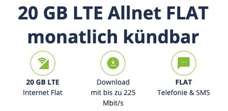 o2 Allnet Flat mit 20GB LTE 225 MBit inkl. VoLTE & WLAN Call für 14,99€ mtl. (statt 30€)   inkl. 4 Monate Deezer