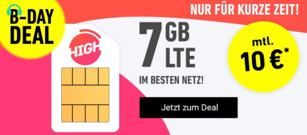 Sparhandy Telekom Allnet Flat mit 7GB LTE für 10€ mtl.